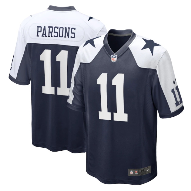 mens nike micah parsons navy dallas cowboys alternate game jersey